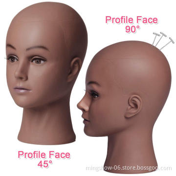Hot sale factory price Tone Black Realistic Mannequin Head Wigs Display Stand